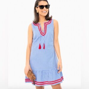 Sail to Sable coastal blue gingham mini dress